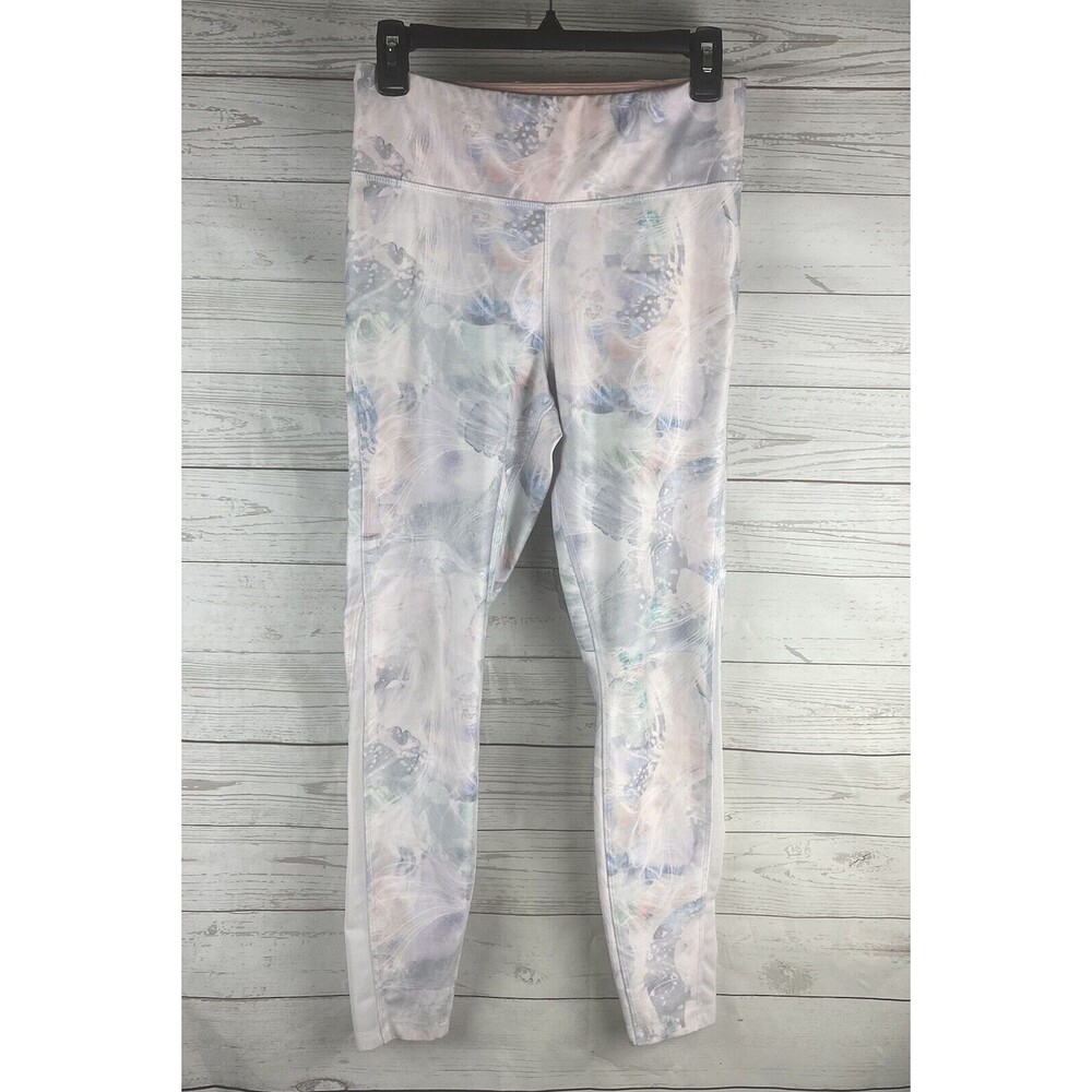 XPBX Pro Athletic Capri Leggings Medium Pastel Pink Blue White Floral Retro Yoga